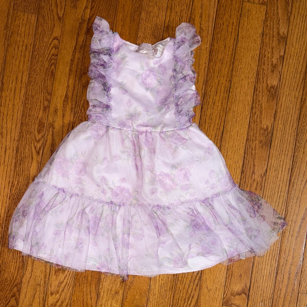 Elegant Lavender Floral Kids Dress